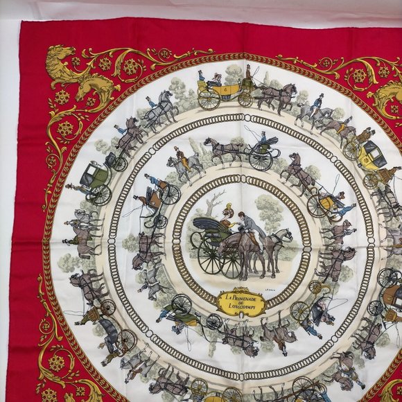 Hermes scarf Carre 90 Reds Silk100% Ledoux - Picture 8 of 11
